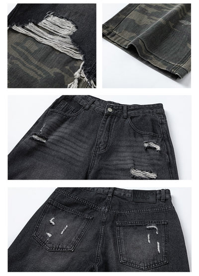 【ACRARDIC】Double docking short plus wide style denim pants  AI0030