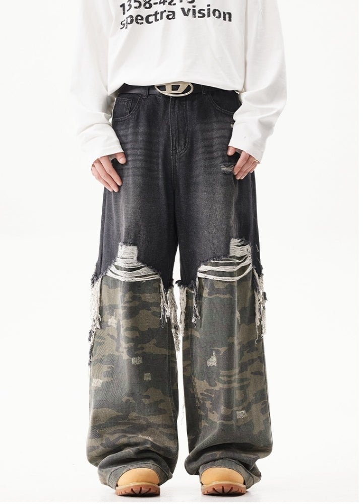 【ACRARDIC】Double docking short plus wide style denim pants  AI0030