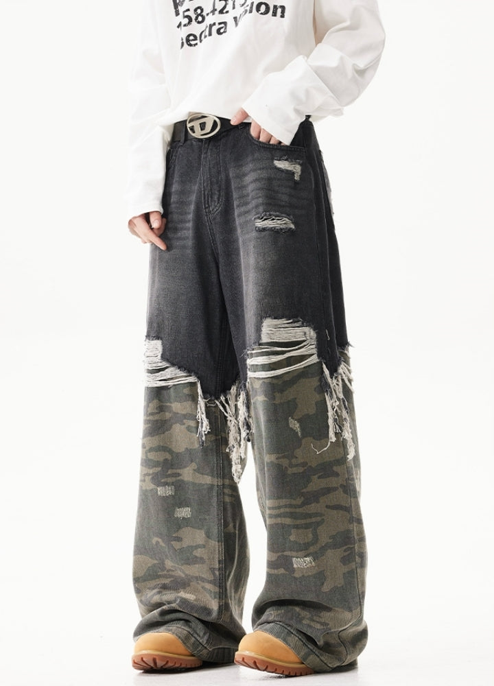 【ACRARDIC】Double docking short plus wide style denim pants  AI0030