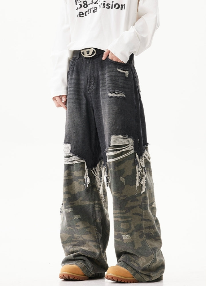 【ACRARDIC】Double docking short plus wide style denim pants  AI0030