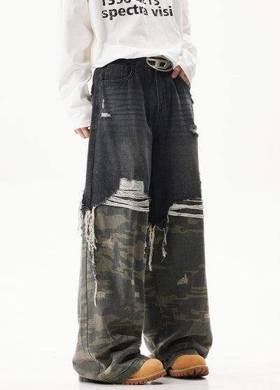 【ACRARDIC】Double docking short plus wide style denim pants  AI0030