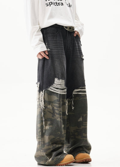 【ACRARDIC】Double docking short plus wide style denim pants  AI0030