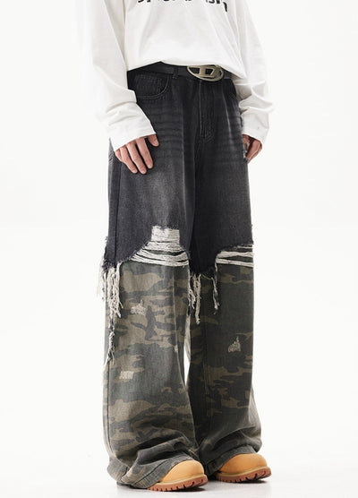 【ACRARDIC】Double docking short plus wide style denim pants  AI0030