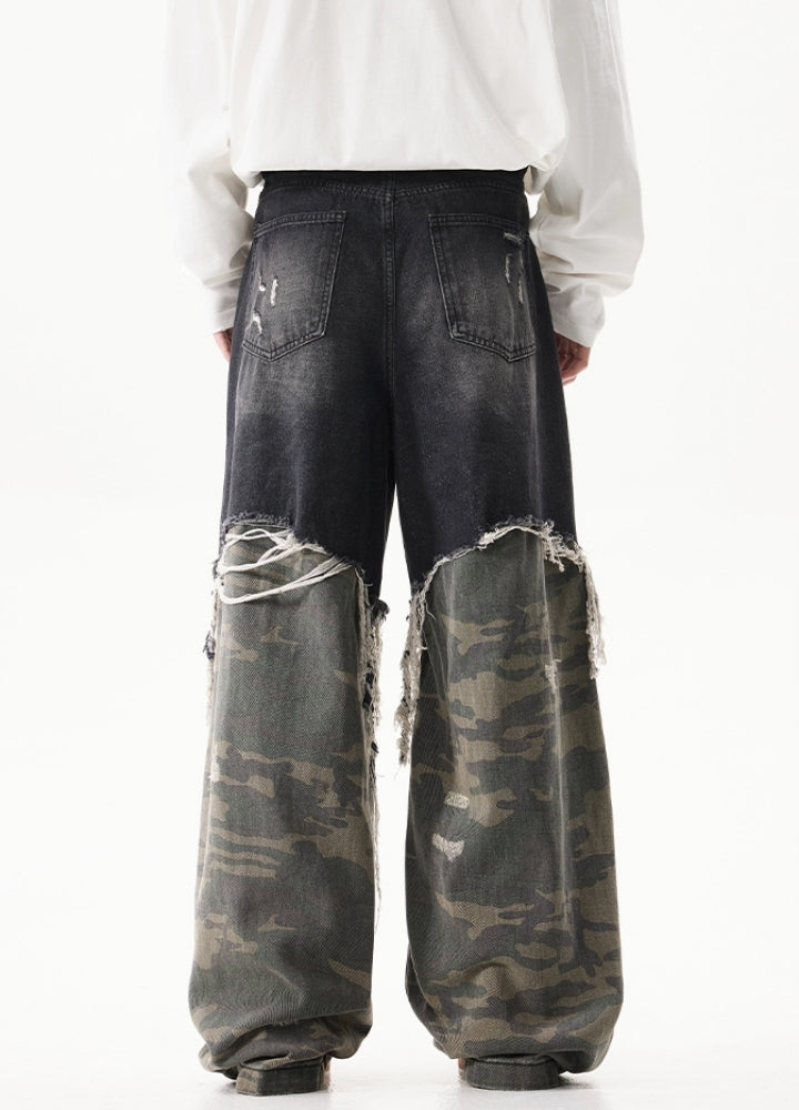 【ACRARDIC】Double docking short plus wide style denim pants  AI0030