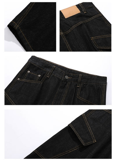 【ACRARDIC】Balloon wide silhouette stitch line design denim pants  AI0033