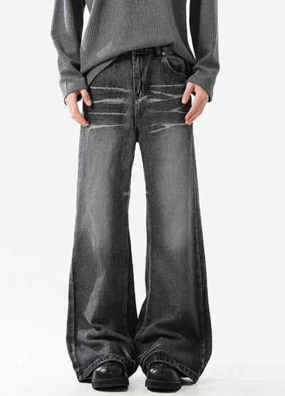 【ACRARDIC】Mid-length flare double-wash denim pants  AI0034