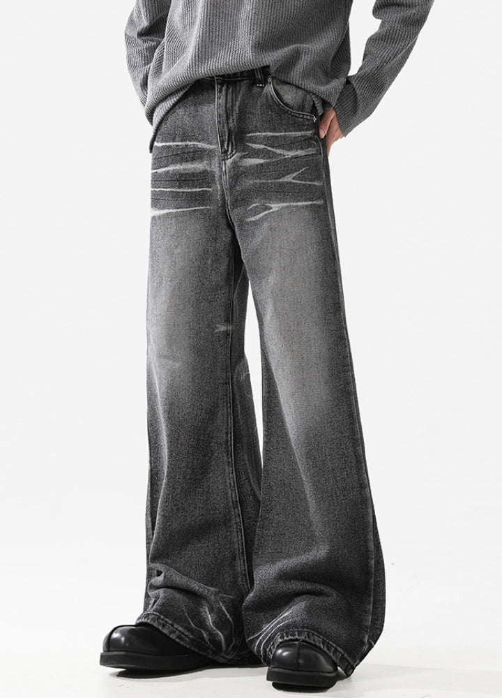 【ACRARDIC】Mid-length flare double-wash denim pants  AI0034