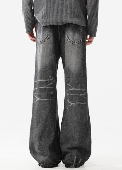 【ACRARDIC】Mid-length flare double-wash denim pants  AI0034