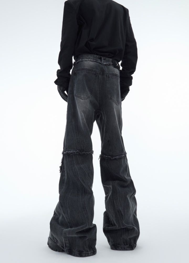 Culture E】Knee Damage Line Wash Black Denim Pants CE0162 – HI-LANDER