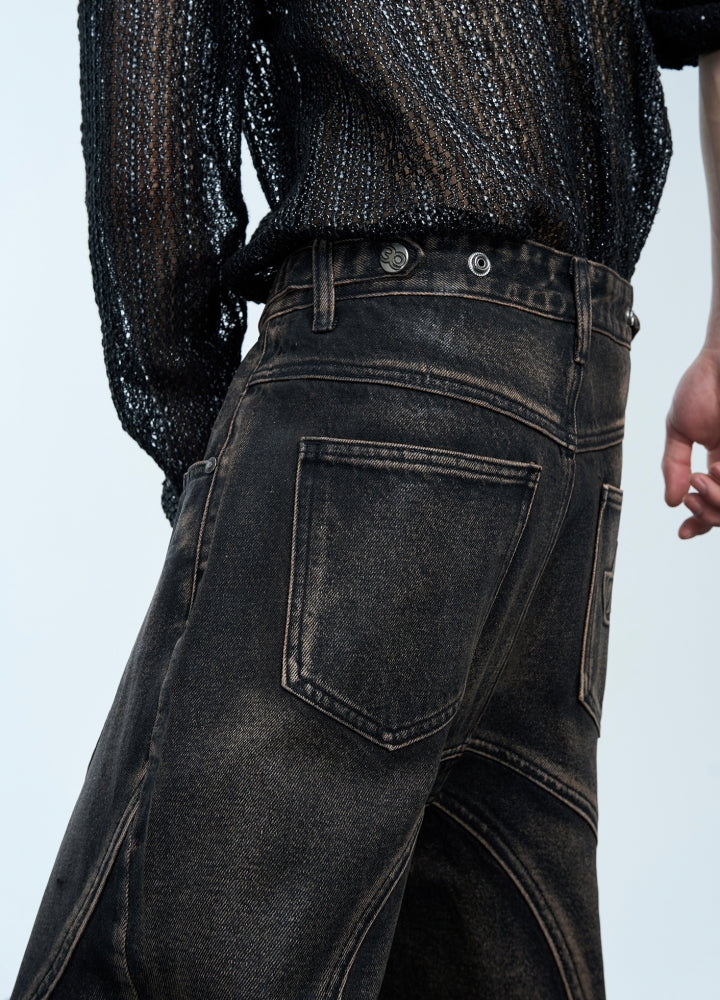 【Culture E】Full metal line design vintage denim pants  CE0167