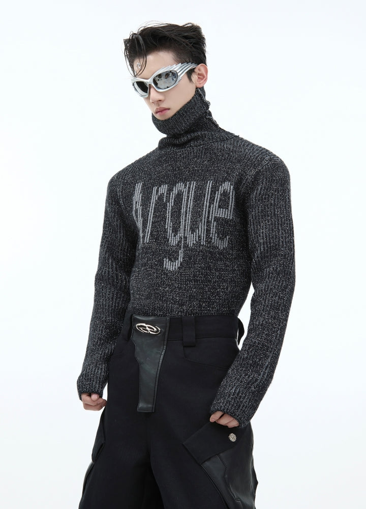 【Culture E】Front initial design high neck style sweater  CE0174