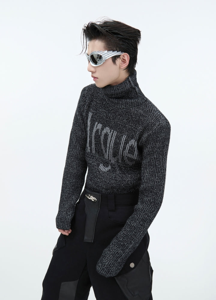 【Culture E】Front initial design high neck style sweater  CE0174