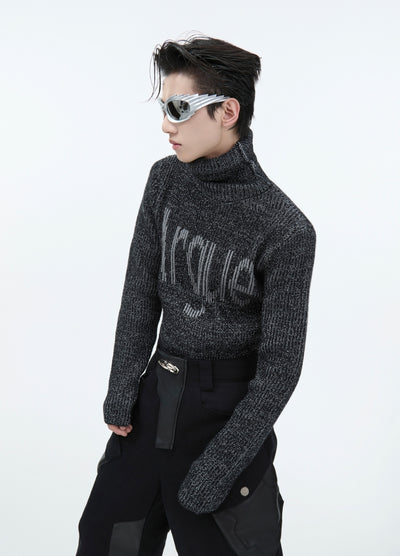 【Culture E】Front initial design high neck style sweater  CE0174