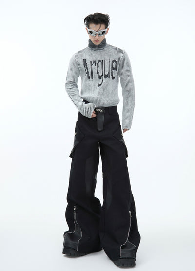 【Culture E】Front initial design high neck style sweater  CE0174