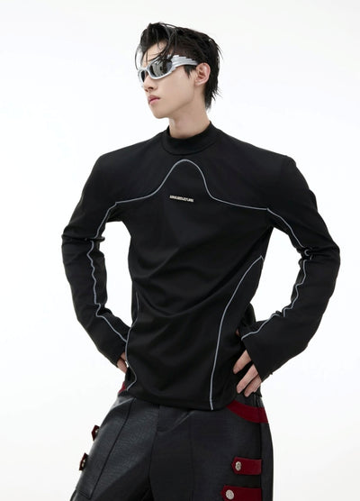 【Culture E】Tight silhouette monotone color simple long sleeve T-shirt  CE0176