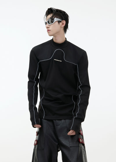 【Culture E】Tight silhouette monotone color simple long sleeve T-shirt  CE0176