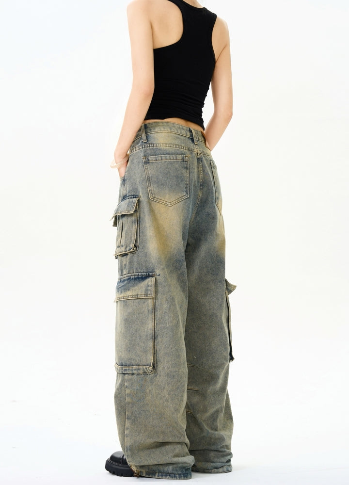 【MAXDSTR】Basic cargo-rise design washed denim pants  MD0184