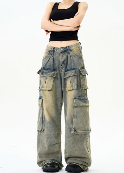 【MAXDSTR】Basic cargo-rise design washed denim pants  MD0184