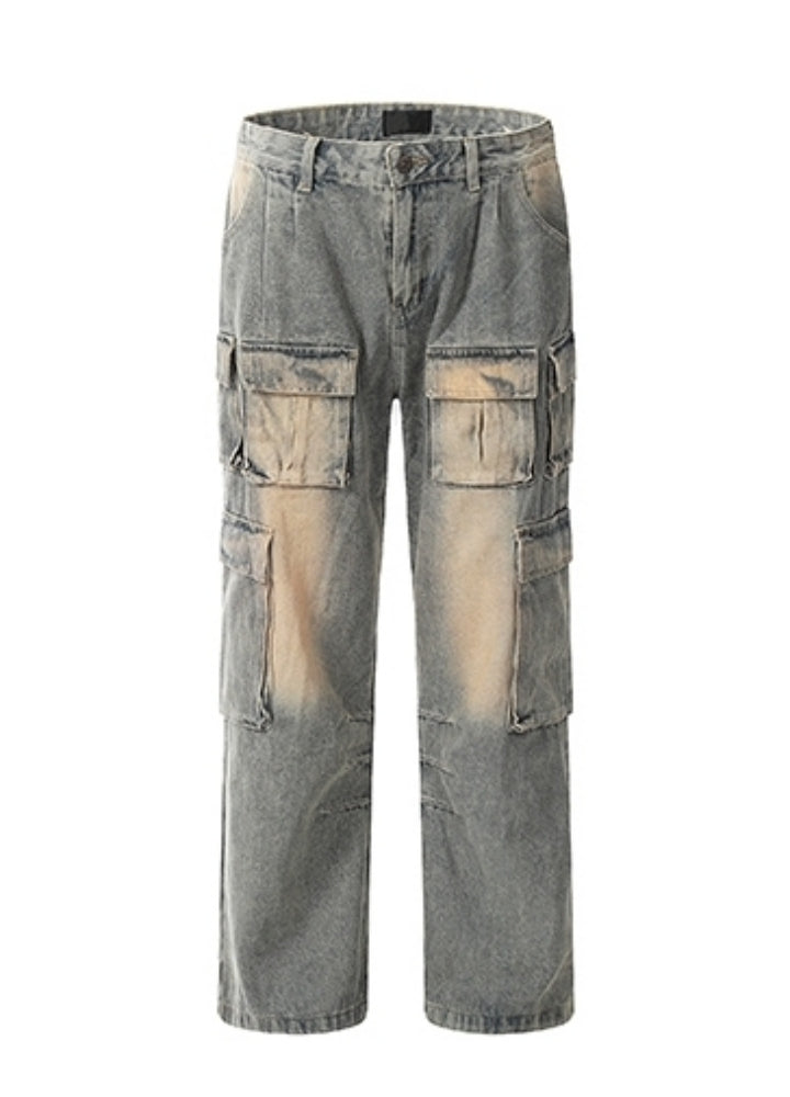 【MAXDSTR】Basic cargo-rise design washed denim pants  MD0184