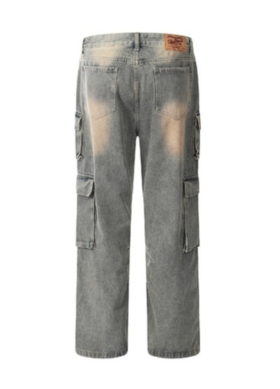 【MAXDSTR】Basic cargo-rise design washed denim pants  MD0184