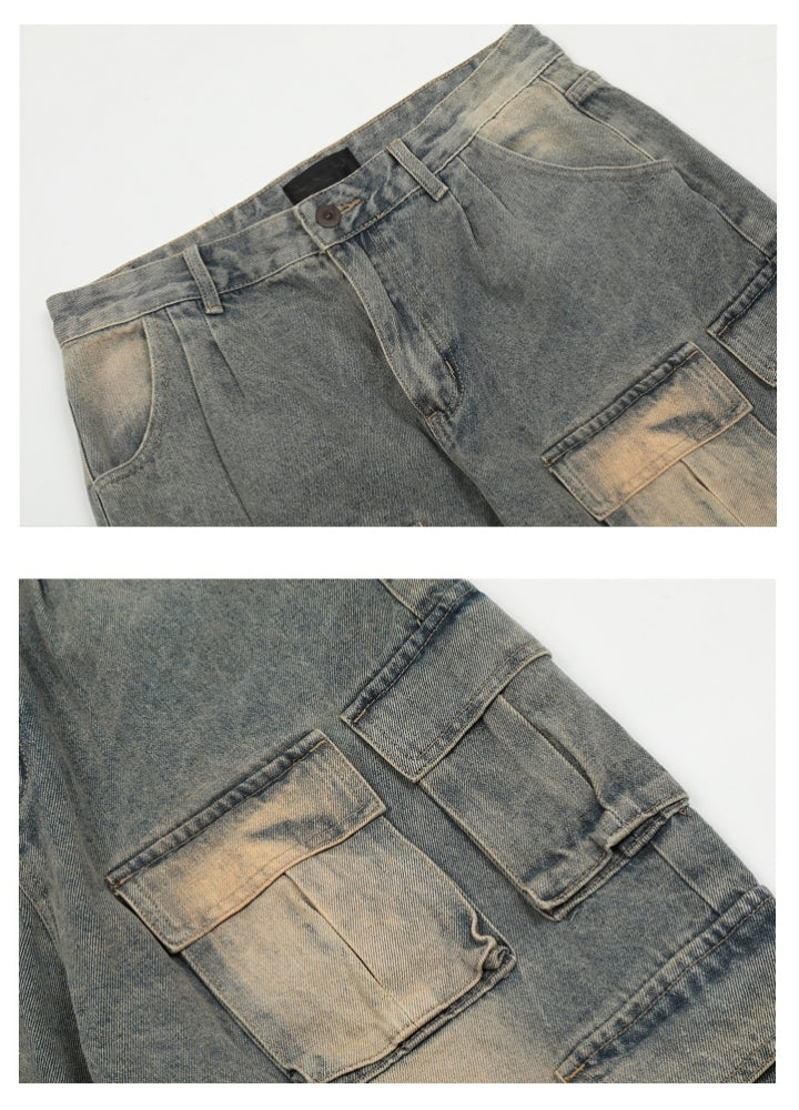 【MAXDSTR】Basic cargo-rise design washed denim pants  MD0184