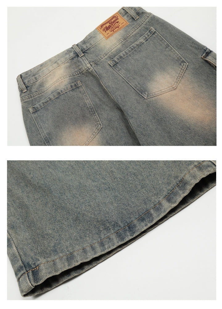 【MAXDSTR】Basic cargo-rise design washed denim pants  MD0184