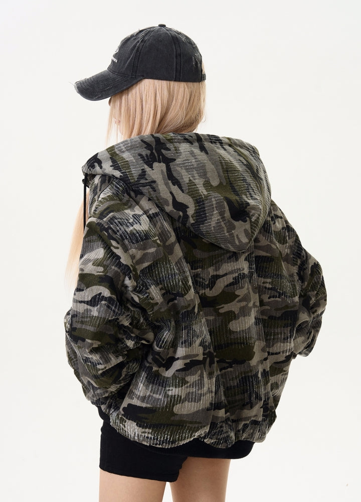 【MAXDSTR】Random camouflage design jacket with over hoodie  MD0185