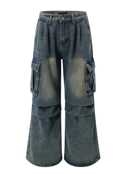 【MAXDSTR】Mid-wash dark cargo denim pants  MD0188