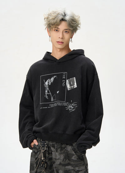 【MAXDSTR】Front illustration design pullover style hoodie  MD0190