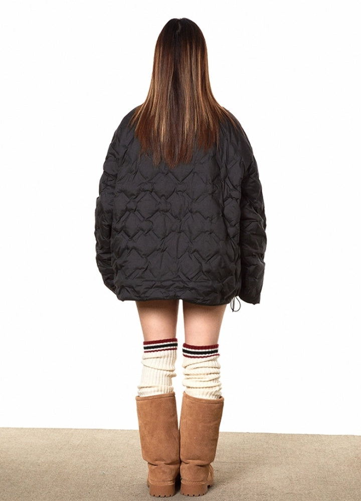 【BLACK BB】Quilted surface design neck belt jacket outerwear  BK0052