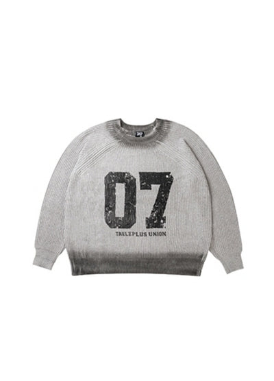 【BLACK BB】Number initial front design double color knit sweater  BK0054