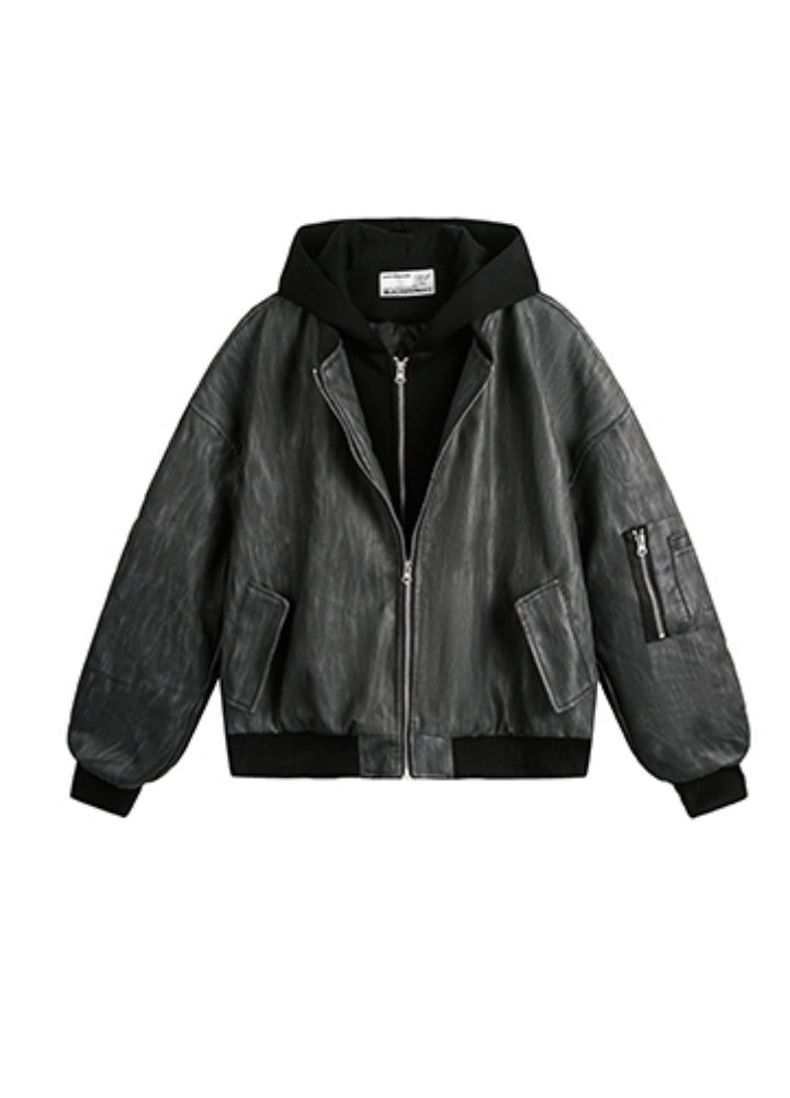 【BLACK BB】Dark dull color basic thick silhouette jacket outerwear  BK0056