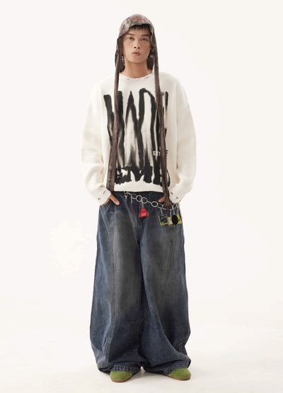 【BTSG】Dull color over-wide silhouette denim pants  BS0067