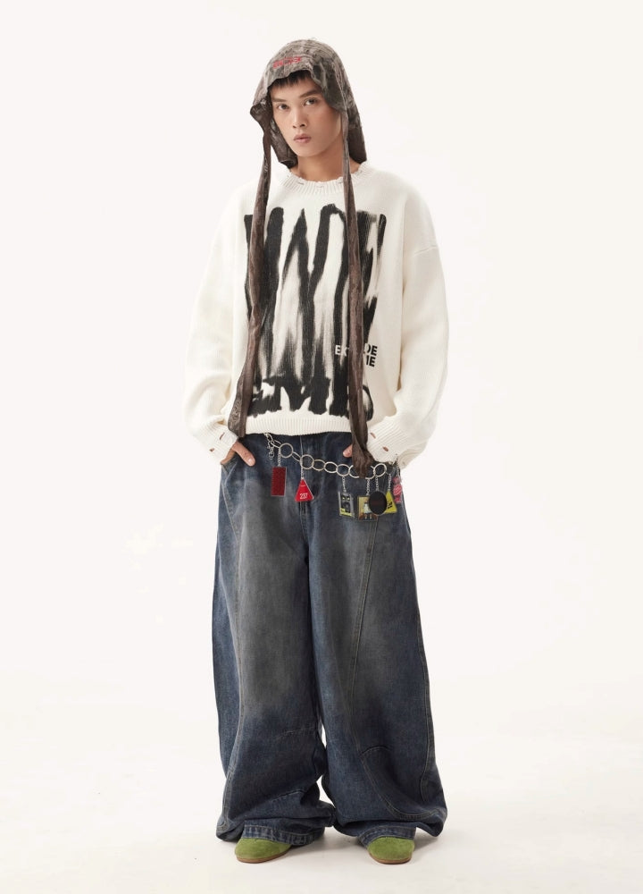 【BTSG】Dull color over-wide silhouette denim pants  BS0067