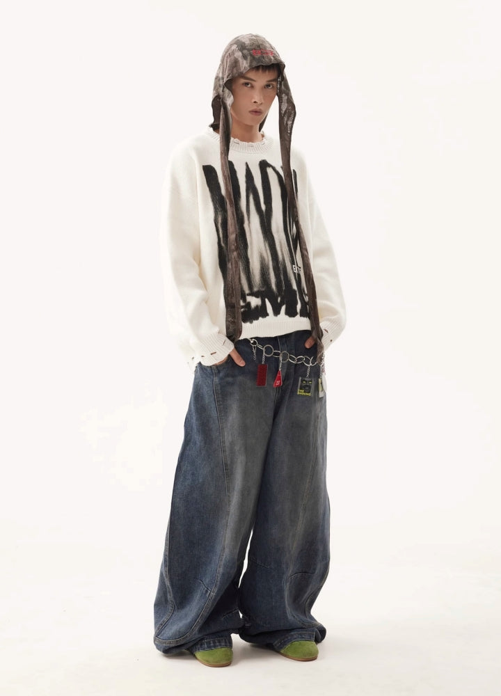 【BTSG】Dull color over-wide silhouette denim pants  BS0067