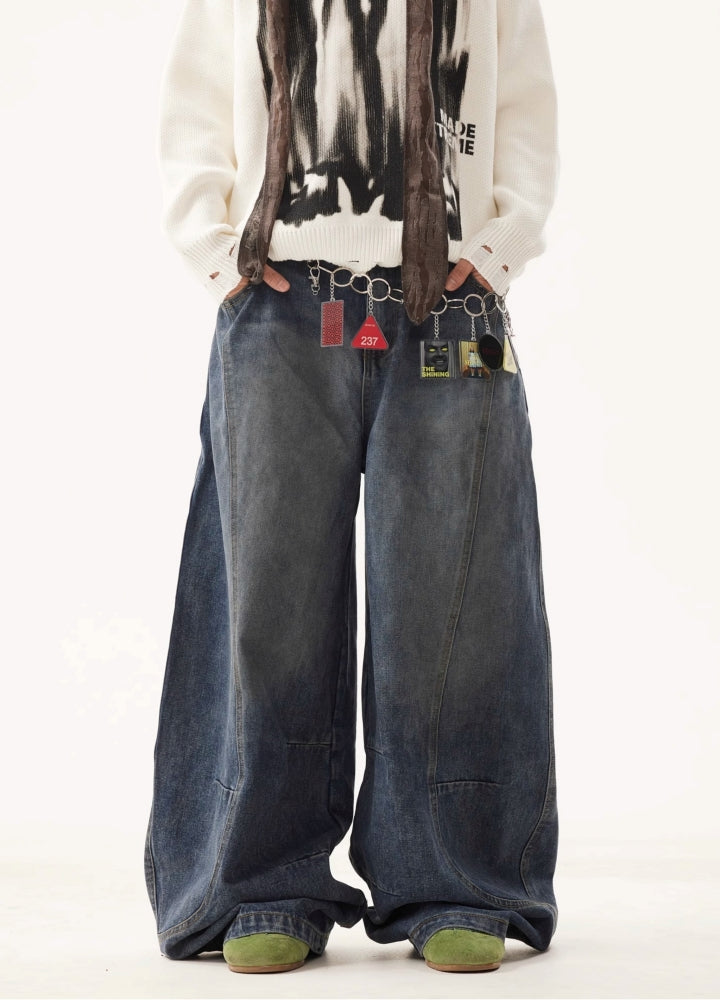 【BTSG】Dull color over-wide silhouette denim pants  BS0067