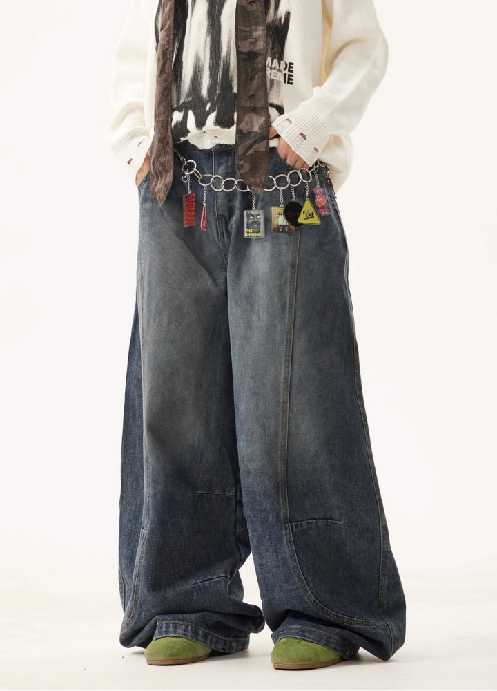 【BTSG】Dull color over-wide silhouette denim pants  BS0067