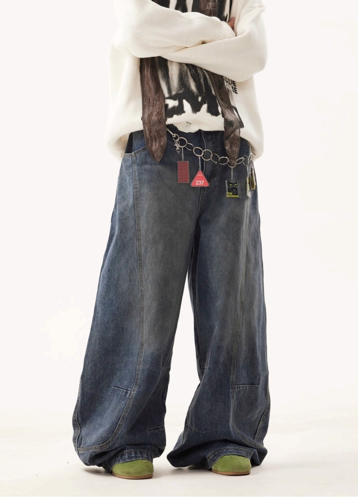 【BTSG】Dull color over-wide silhouette denim pants  BS0067