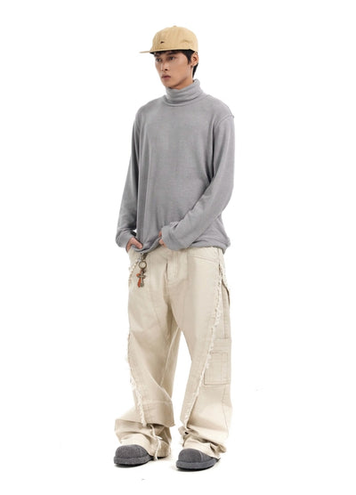 【BTSG】Fringe front design damaged gimmick denim pants  BS0068