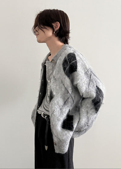 【Very Fewest】Textured design basic size cardigan  VF0036