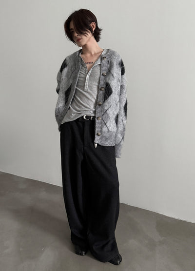 【Very Fewest】Textured design basic size cardigan  VF0036