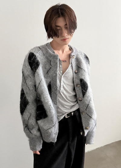 【Very Fewest】Textured design basic size cardigan  VF0036