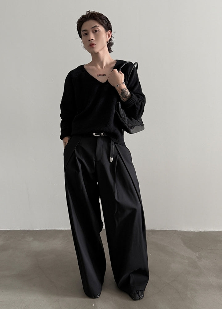 【Very Fewest】Over-wide silhouette, beautiful silhouette slacks pants  VF0040