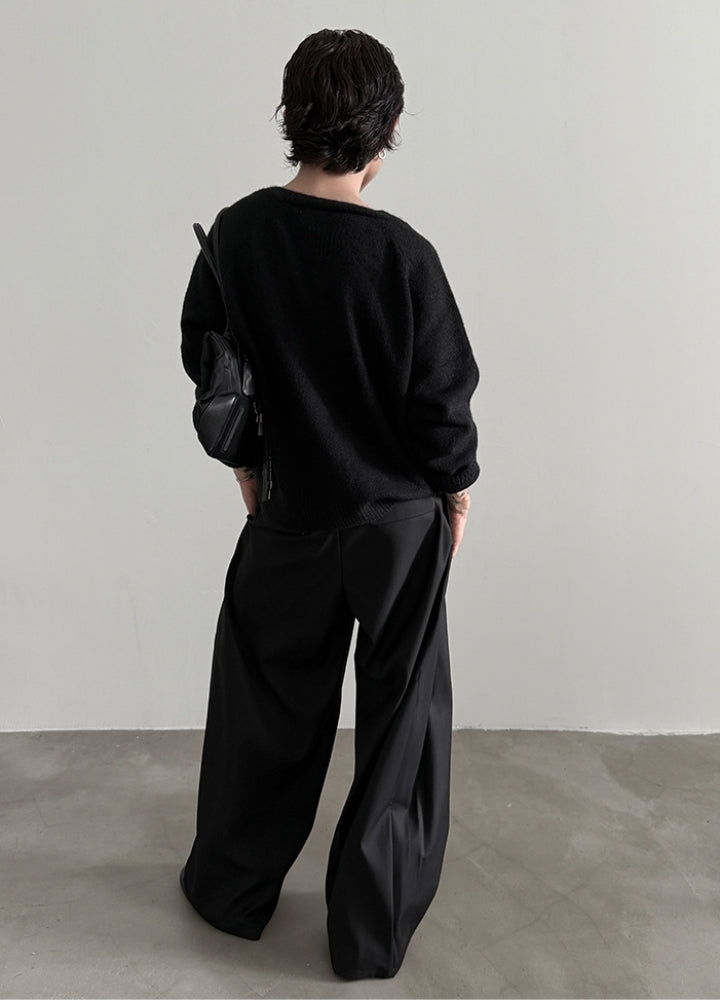 【Very Fewest】Over-wide silhouette, beautiful silhouette slacks pants  VF0040