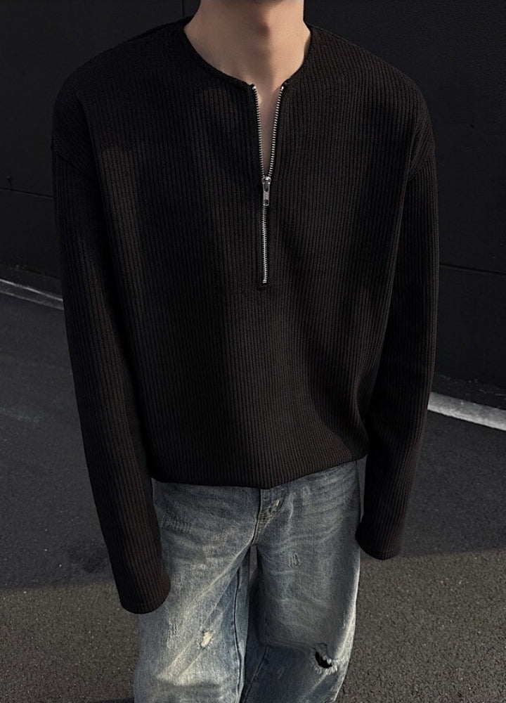 【3/3新作】Beautiful basic half-zip knit sweater  HL3127