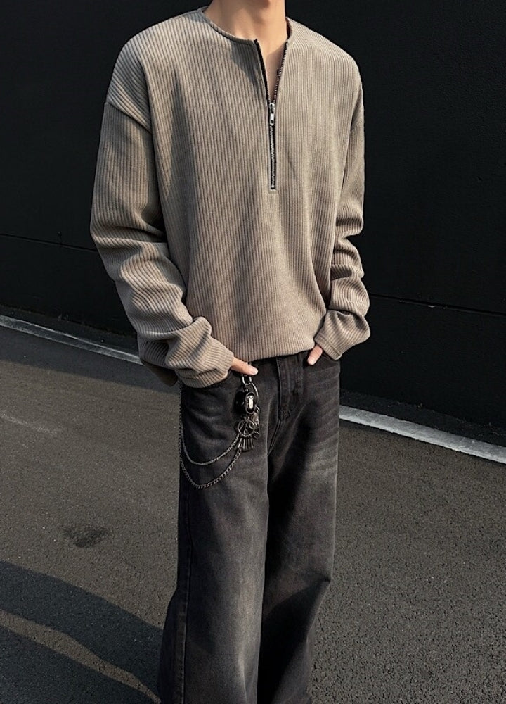 【3/3新作】Beautiful basic half-zip knit sweater  HL3127