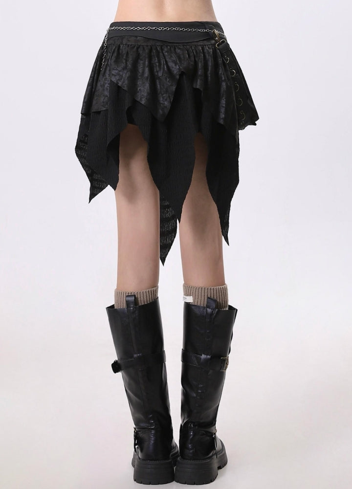 【Rayohopp】Vintage Slash Line Black Skirt  RH0150