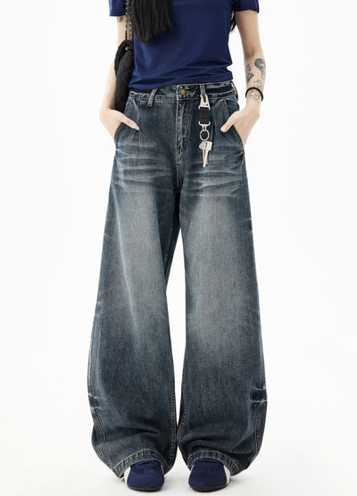 【H GANG X】Clear wash base style wide denim pants  HX0108