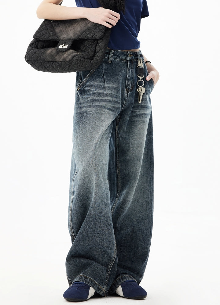 【H GANG X】Clear wash base style wide denim pants  HX0108