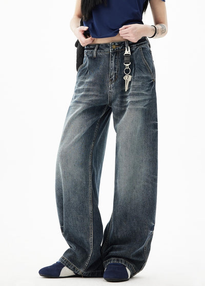 【H GANG X】Clear wash base style wide denim pants  HX0108